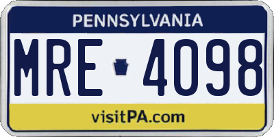 PA license plate MRE4098
