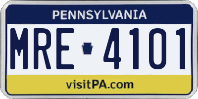 PA license plate MRE4101