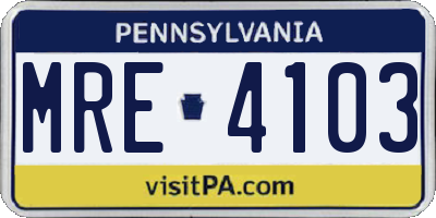 PA license plate MRE4103