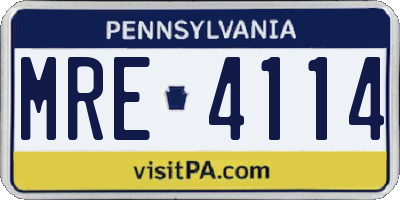 PA license plate MRE4114