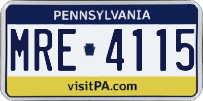 PA license plate MRE4115