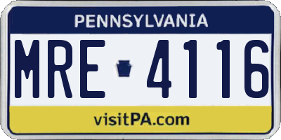 PA license plate MRE4116