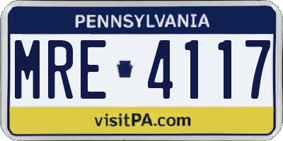PA license plate MRE4117