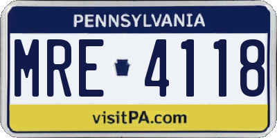 PA license plate MRE4118