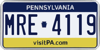 PA license plate MRE4119