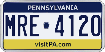 PA license plate MRE4120