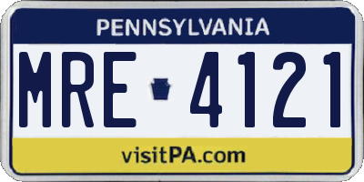 PA license plate MRE4121