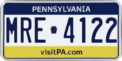 PA license plate MRE4122