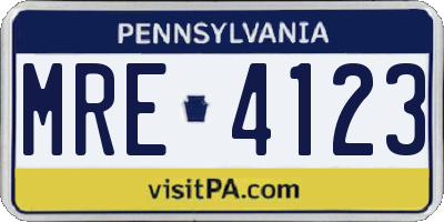 PA license plate MRE4123