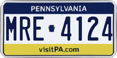 PA license plate MRE4124