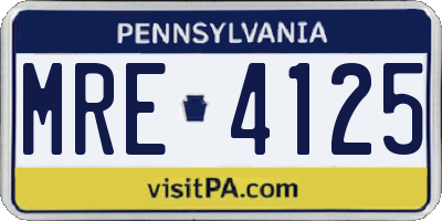 PA license plate MRE4125