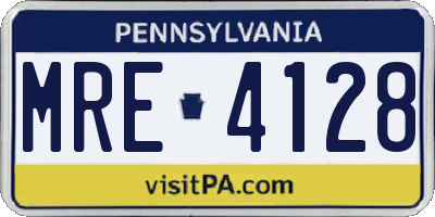 PA license plate MRE4128