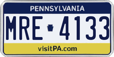 PA license plate MRE4133