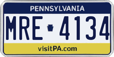 PA license plate MRE4134