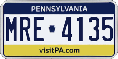 PA license plate MRE4135