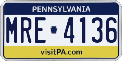 PA license plate MRE4136