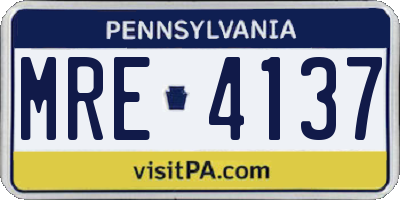 PA license plate MRE4137