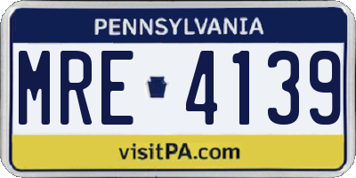 PA license plate MRE4139