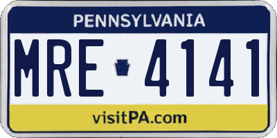 PA license plate MRE4141