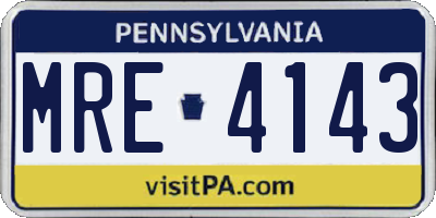 PA license plate MRE4143