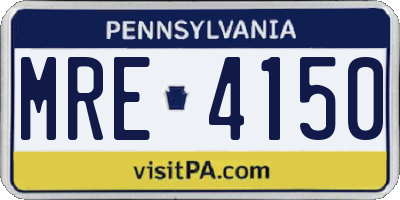 PA license plate MRE4150