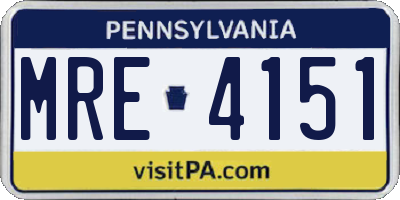 PA license plate MRE4151
