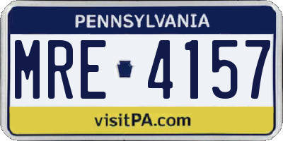 PA license plate MRE4157