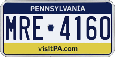 PA license plate MRE4160