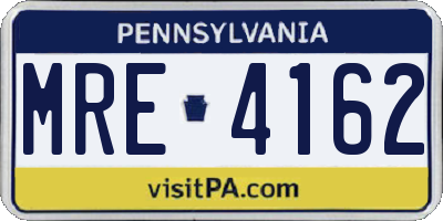 PA license plate MRE4162