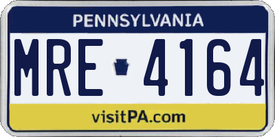 PA license plate MRE4164