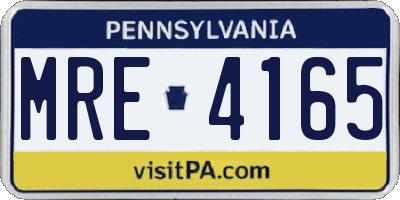 PA license plate MRE4165