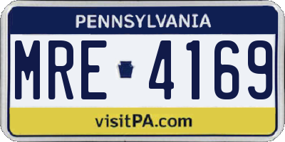 PA license plate MRE4169