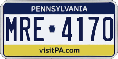 PA license plate MRE4170