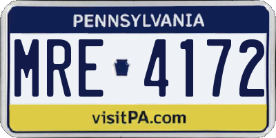 PA license plate MRE4172