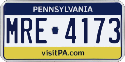 PA license plate MRE4173