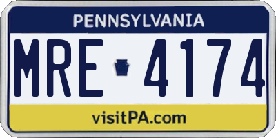 PA license plate MRE4174
