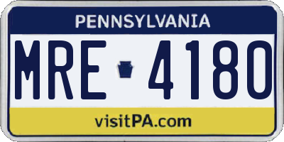 PA license plate MRE4180