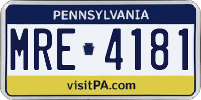 PA license plate MRE4181