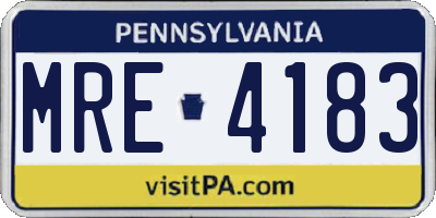 PA license plate MRE4183
