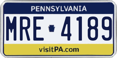 PA license plate MRE4189