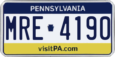 PA license plate MRE4190