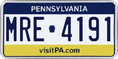 PA license plate MRE4191