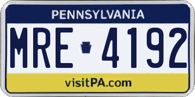 PA license plate MRE4192