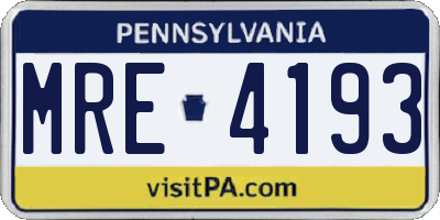 PA license plate MRE4193