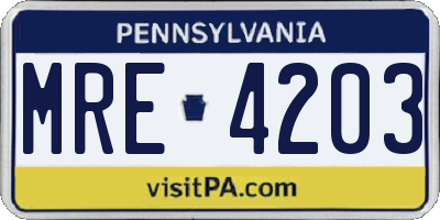 PA license plate MRE4203