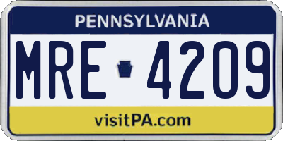 PA license plate MRE4209