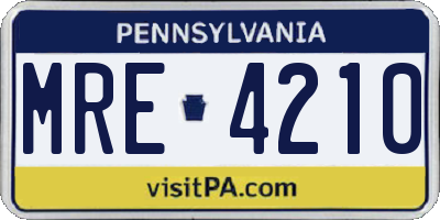 PA license plate MRE4210