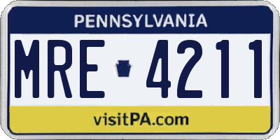 PA license plate MRE4211