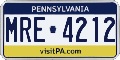 PA license plate MRE4212