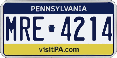 PA license plate MRE4214